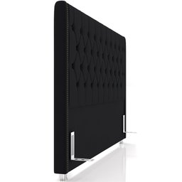 Cabeceira Cama Box Casal 140cm Estofada Frizza P05 Veludo Preto - Lyam Decor - 6