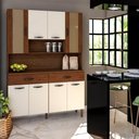 Ver imagem 2 de Armário de Cozinha Kit 8 Portas 2 Gavetas Golden Kits Paraná Cor:nogueira Off White Cp Ripado