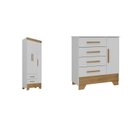 Ver imagem 2 de Quarto Infantil Completo Guarda Roupa 3 Portas 2 Gavetas com Cômoda Selene Espresso Móveis Branco/Fosco/Nature