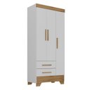 Ver imagem 4 de Quarto Infantil Completo Guarda Roupa 3 Portas 2 Gavetas com Cômoda Selene Espresso Móveis Branco/Fosco/Nature