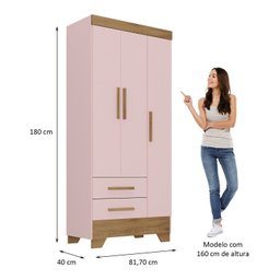 Quarto Infantil Completo Guarda Roupa 3 Portas 2 Gavetas com Cômoda Selene Espresso Móveis - 6