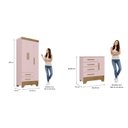 Ver imagem 3 de Quarto Infantil Completo Guarda Roupa 3 Portas 2 Gavetas com Cômoda Selene Espresso Móveis Rosa/Fosco/Nature