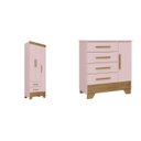 Ver imagem 2 de Quarto Infantil Completo Guarda Roupa 3 Portas 2 Gavetas com Cômoda Selene Espresso Móveis Rosa/Fosco/Nature