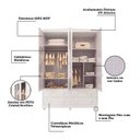 Ver imagem 6 de Quarto de Bebê Berço com Capitonê Guarda Roupa e Cômoda com Janela Maya Clássico Espresso Móveis Branco/Brilho/Pena Areia