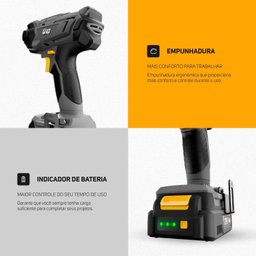 Chave de Impacto K21 Ch01 À Bateria 2000 Mah Torque de 350nm 4 Soquetes Wap - 8
