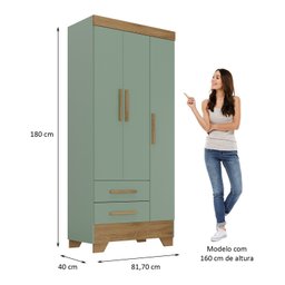 Quarto Infantil Completo Guarda Roupa 3 Portas 2 Gavetas com Cômoda Selene Espresso Móveis - 6