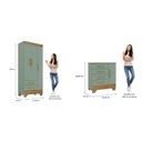 Ver imagem 3 de Quarto Infantil Completo Guarda Roupa 3 Portas 2 Gavetas com Cômoda Selene Espresso Móveis Verde/Fosco/Nature