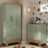 Quarto Infantil Completo Guarda Roupa 3 Portas 2 Gavetas com Cômoda Selene Espresso Móveis - 1
