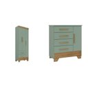Ver imagem 2 de Quarto Infantil Completo Guarda Roupa 3 Portas 2 Gavetas com Cômoda Selene Espresso Móveis Verde/Fosco/Nature