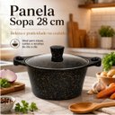 Ver mais imagens de Panela Grande Cerâmica Antiaderente Fogao Indução Preta 28cm
