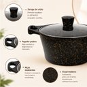 Ver imagem 3 de Panela Grande Cerâmica Antiaderente Fogao Indução Preta 28cm