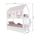 Ver imagem 3 de Beliche Casinha Bela com Coração 2 Gavetas Madeira Maciça Branco/rosa Housin