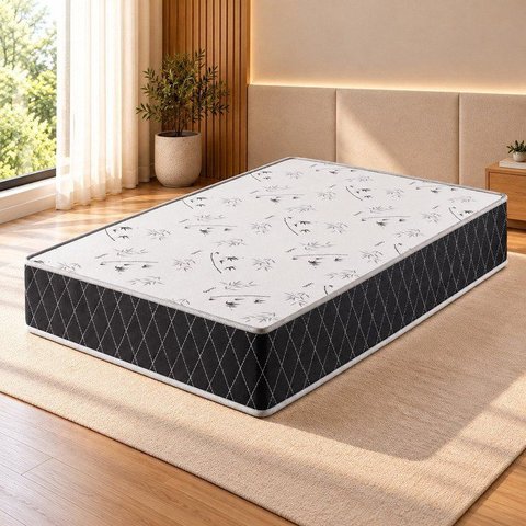 Colchão Casal Espuma D20 188MX1,38MX12CM Double Face Fusion Viero Preto/Xadrez