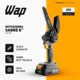 Motossera de Sabre 6" K21 S01 À Bateria Li-íon e Velocidade de Corte 4,8 M/s com Maleta Wap - 9