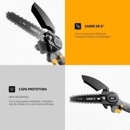 Motossera de Sabre 6" K21 S01 À Bateria Li-íon e Velocidade de Corte 4,8 M/s com Maleta Wap - 6
