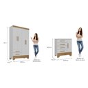 Ver imagem 3 de Quarto Infantil Completo Guarda Roupa 4 Portas 2 Gavetas com Cômoda Liz Espresso Móveis Branco/Fosco/Nature