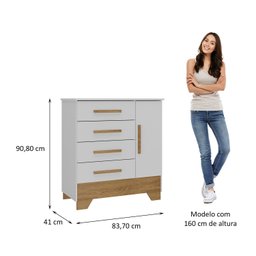 Quarto Infantil Completo Guarda Roupa 4 Portas 2 Gavetas com Cômoda Liz Espresso Móveis - 7