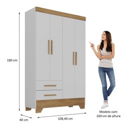 Quarto Infantil Completo Guarda Roupa 4 Portas 2 Gavetas com Cômoda Liz Espresso Móveis - 6