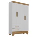 Ver imagem 5 de Quarto Infantil Completo Guarda Roupa 4 Portas 2 Gavetas com Cômoda Liz Espresso Móveis Branco/Fosco/Nature