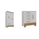Ver imagem 2 de Quarto Infantil Completo Guarda Roupa 4 Portas 2 Gavetas com Cômoda Liz Espresso Móveis Branco/Fosco/Nature