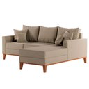Ver imagem 2 de Sofá Beny com Chaise Direita, 3 Lugares, Estofado em Linho, Base em Madeira, 2,00x1,40. Bege