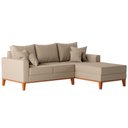 Ver imagem 3 de Sofá Beny com Chaise Direita, 3 Lugares, Estofado em Linho, Base em Madeira, 2,00x1,40. Bege
