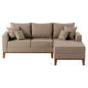 Ver imagem 2 de Sofá Beny com Chaise Direita, 3 Lugares, Estofado em Linho, Base em Madeira, 2,00x1,40.
