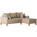 Ver imagem 4 de Sofá Beny com Chaise Direita, 3 Lugares, Estofado em Linho, Base em Madeira, 2,00x1,40.