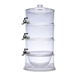 Suqueira Tripla Acrilica 10 Litros Kit Dispenser 3 em 1 Independente Empilhavel para Agua e Suco Uso - 1