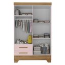 Ver imagem 7 de Quarto Infantil Completo Guarda Roupa 4 Portas 2 Gavetas com Cômoda Liz Rosa/Fosco/Nature