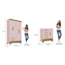 Ver imagem 3 de Quarto Infantil Completo Guarda Roupa 4 Portas 2 Gavetas com Cômoda Liz Rosa/Fosco/Nature