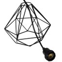 Ver imagem 6 de Pendente Aramado Teto Diamante Luminária Lustre Retrô Balcão + Lâmpada Led ST64 Vintage Preto