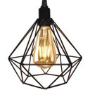 Ver imagem 3 de Pendente Aramado Teto Diamante Luminária Lustre Retrô Balcão + Lâmpada Led ST64 Vintage Preto
