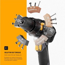 Parafusadeira e Furadeira de Impacto 3/8" K21 Id01 À Bateria com 21 Níveis de Torque Wap - 8