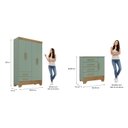 Ver imagem 3 de Quarto Infantil Completo Guarda Roupa 4 Portas 2 Gavetas com Cômoda Liz Verde/Fosco/Nature