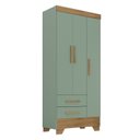 Ver imagem 4 de Quarto de Bebê Completo Guarda Roupa 3 Portas 2 Gavetas com Cômoda e Berço Lily Espresso Móveis Verde/Fosco/Nature