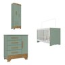 Quarto de Bebê Completo Guarda Roupa 3 Portas 2 Gavetas com Cômoda e Berço Lily Espresso Móveis - 2