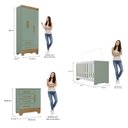 Ver imagem 3 de Quarto de Bebê Completo Guarda Roupa 3 Portas 2 Gavetas com Cômoda e Berço Lily Espresso Móveis Verde/Fosco/Nature