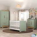Ver imagem 1 de Quarto de Bebê Completo Guarda Roupa 3 Portas 2 Gavetas com Cômoda e Berço Lily Espresso Móveis Verde/Fosco/Nature