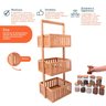 Kit com organizador multiuso ripado 3 andares e 10 potes de vidro com tampa de bambu 250ml- Oikos - 3