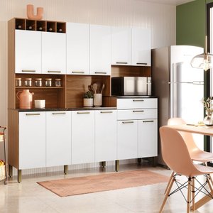 Cozinha Compacta com 12 Portas 2 Gavetas e Espaço para Micro-ondas 100% Mdf Vitis