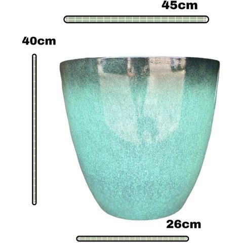 Vaso para Plantas Grande Decorativo Sala Jardim Alto Brilho e Leve 40cm (liso/azul Piscina)
