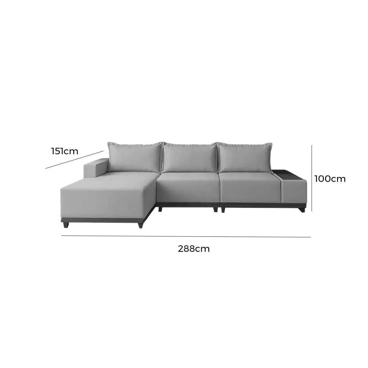 Ver imagem 2 de Sofá Living Suiça 6 Lugares com Chaise 288cm Tecido Linho Lufer Cor Bege