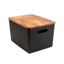 Ver imagem 1 de Caixa Organizadora 23l de Plástico com Tampa de Madeira Acácia - Oikos