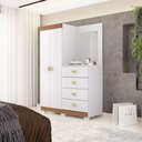 Ver imagem 6 de Guarda Roupa Casal Cristal 2 Portas de Bater 4 Gavetas MDP com Cômoda e Espelho Branco Camarim Vila
