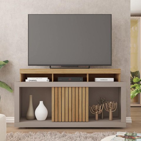 Rack para TV até 55 Polegadas MDF 136,2cm Frisos Decorativos Valença Marrom