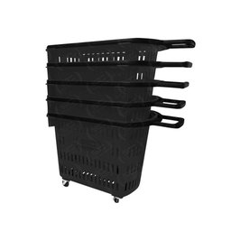 Kit - 5 Cestos Grande com Rodízio D300 Cód. 3300 Preto - Della Plast - 1
