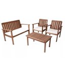Ver imagem 2 de Conjunto para Jardim com 1 Sofá 2 Poltronas 1 Mesa de Centro Madeira Maciça