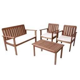 Conjunto para Jardim com 1 Sofá 2 Poltronas 1 Mesa de Centro Madeira Maciça - 2