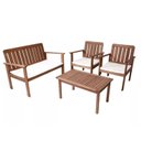 Ver imagem 2 de Conjunto para Jardim com 1 Sofá 2 Poltronas 1 Mesa de Centro Madeira Maciça Marrom